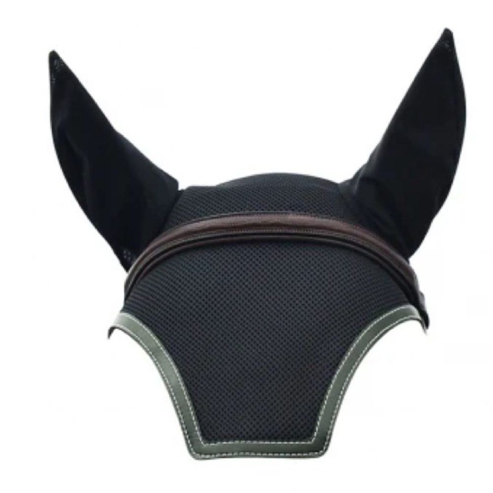 equifit black and green equestrian horse bonnet fly veil